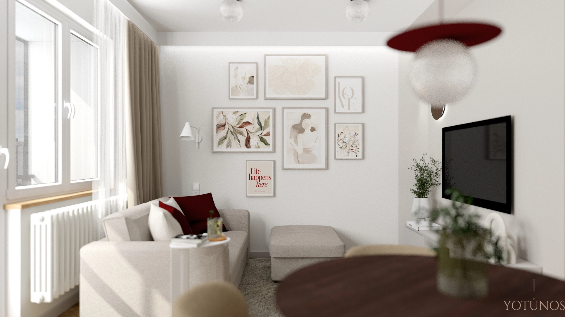 Burgund w beżu – mieszkanie na wynajem dla rodziny 2+1