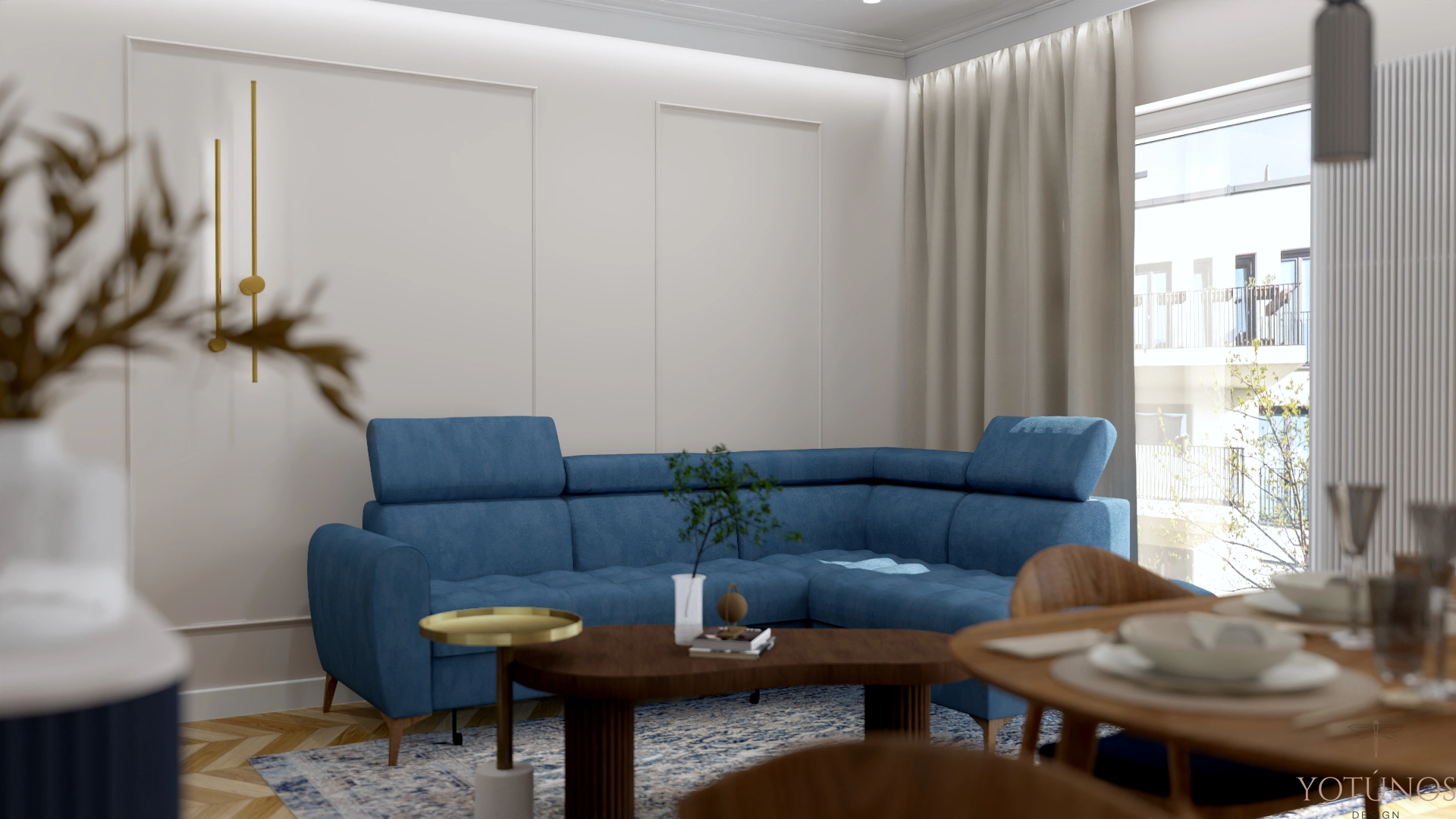 Elegancja w granacie – mieszkanie dla rodziny 2+1